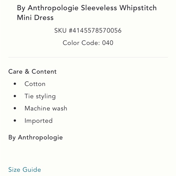 Anthropologie sleeveless cotton whipstich mini dress in size 3x - Picture 5 of 5